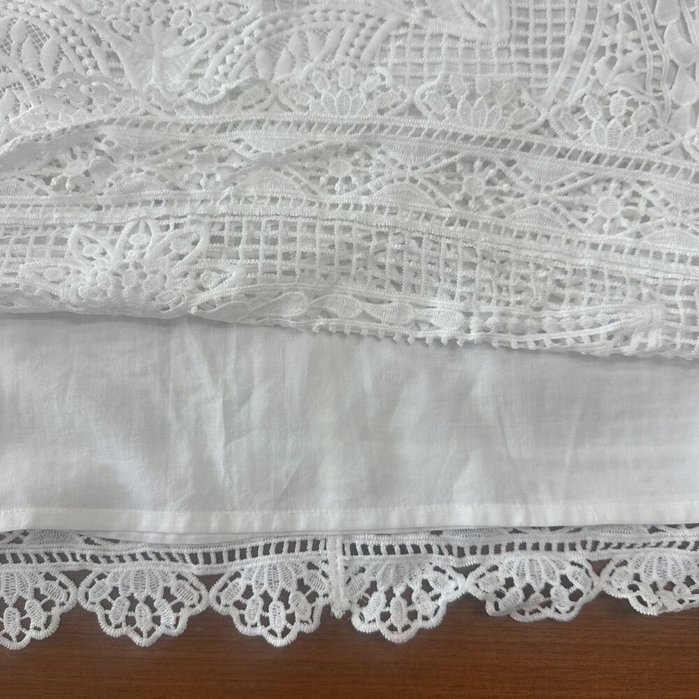 Farm Rio White Guipure Crochet Lace Midi Skirt, Coastal Bridal Boho Beachy Large - Picture 12 of 16